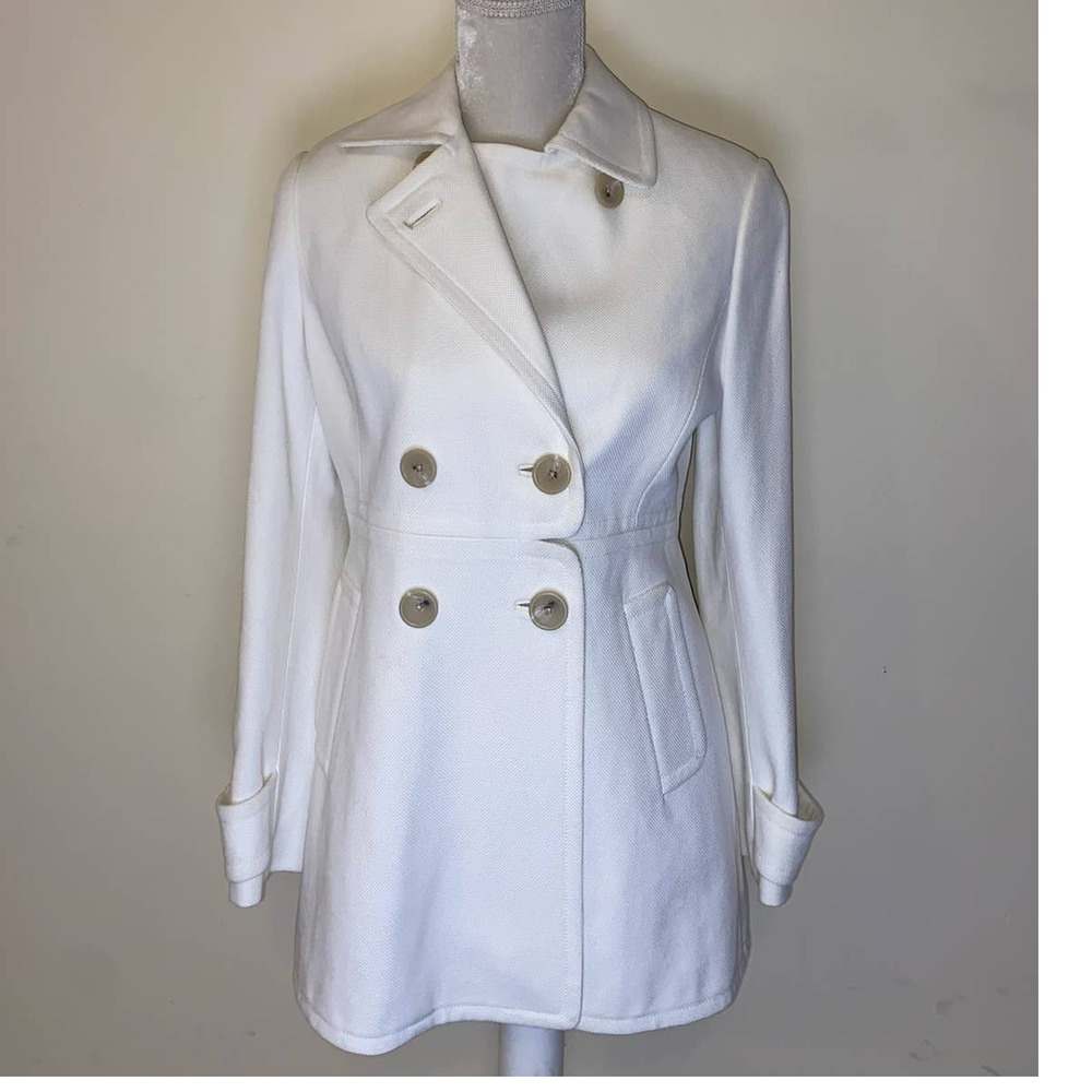 WHITE LONG COAT BLAZER BANANA REPUBLIC SIZE MEDIUM